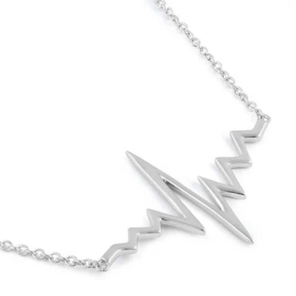 New Sterling Silver Heartbeat Necklace